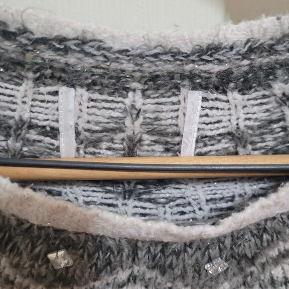 Justice Fair Isle Rhinestone Knit Sweater Women's Large Nordic Cozycore Hugge - Picture 7 of 9